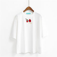 Fashion Summer Short Sleeve T-shirts New Fashion Letter Rose Floral Embroidery T Shirts Casual Women Tops Plus Size 72653 SM6
