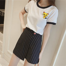 Fashion Summer Sleeve T-shirts Plus Size Cute Female T shirts Cartoon Embroidery Top O-neck Women t shirt 72417 SM6