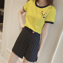 Fashion Summer Sleeve T-shirts Plus Size Cute Female T shirts Cartoon Embroidery Top O-neck Women t shirt 72417 SM6