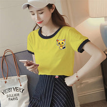 Fashion Summer Sleeve T-shirts Plus Size Cute Female T shirts Cartoon Embroidery Top O-neck Women t shirt 72417 SM6