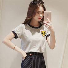 Fashion Summer Sleeve T-shirts Plus Size Cute Female T shirts Cartoon Embroidery Top O-neck Women t shirt 72417 SM6