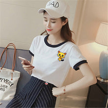 Fashion Summer Sleeve T-shirts Plus Size Cute Female T shirts Cartoon Embroidery Top O-neck Women t shirt 72417 SM6