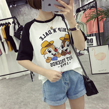 Fashion Summer Sleeve T-shirts Plus Size Female cute T shirts Cartoon Letter Print Top O-neck Women t shirt 72396 SM6