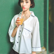 Female Fashion Korea Style Button Blouses V-Neck Casual Shirt Elegant Ladies Tops Loose Women Blouse With Pockets 72474 SM6