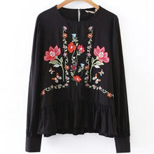 Female Fashion Long Sleeve Blouses O-Neck Ladies Tops Casual shirt Embroidery Floral Blouse Women Plus Size 72469 SM6