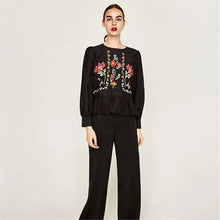 Female Fashion Long Sleeve Blouses O-Neck Ladies Tops Casual shirt Embroidery Floral Blouse Women Plus Size 72469 SM6