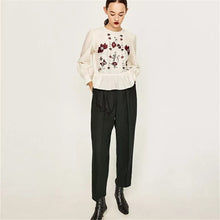 Female Fashion Long Sleeve Blouses O-Neck Ladies Tops Casual shirt Embroidery Floral Blouse Women Plus Size 72469 SM6
