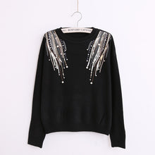 Female Sweater New Autumn Winter Plus Size KnittedO-neck Pullovers Full Sleeve Hot  Sequined Bling Outwear 72061 SM6