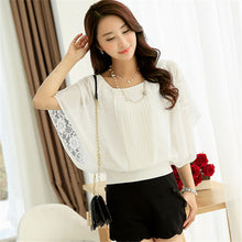 Hot  New 4XL Women 3/4 Blouse O-neck Batwing Sleeve Tee Shirt Casual Lace Blouses Fashion Plus Size Blusas 70632 SM6