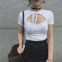 New Arrival Fashion Harajuku Hollow Out T shirt Women Short Sleeve Slim Tops Korean Casual Sexy T-shirt 72557 SM6