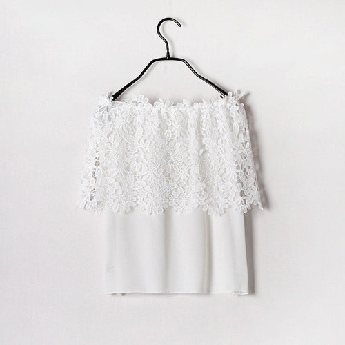New Arrival Women Shirts Korean Sexy Hollow Out Floral Lace Blouse Shirt Slash-Neck Blusas Woman Tops Plus Size 72725 SM6