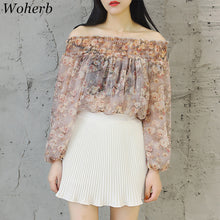 New Arrival Women Shirts Sexy Floral Chiffon Blouse Lantern Sleeve Shirt Slash-Neck Blouses Woman Tops Plus Size 72722 SM6
