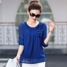 New Blusas Femininas Spring Casual Women Ruffles Blouses Long Sleeve Elegant Women Tops OL Shirts with flower 72377 SM6