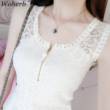 New Fashion Clothing Sleeveless Lace Sexy Women Black/White T-shirts O-Neck Female Blusas Plus Size 72618 SM6