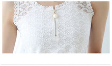 New Fashion Clothing Sleeveless Lace Sexy Women Black/White T-shirts O-Neck Female Blusas Plus Size 72618 SM6