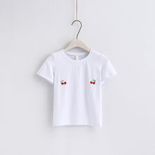 New Fashion European Style Short Sleeve T-shirts Fruit Embroidery Female t shirts White tshirt O-neck Women Tops Plus Size SM6