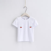 New Fashion European Style Short Sleeve T-shirts Fruit Embroidery Female t shirts White tshirt O-neck Women Tops Plus Size SM6