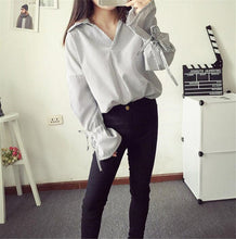 New Fashion Irregular Shirt Woman Tops Casual Long Sleeves Striped Shirt V-neck Ladies Blouses Plaid Clothing 33043 SM6