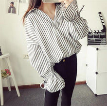 New Fashion Irregular Shirt Woman Tops Casual Long Sleeves Striped Shirt V-neck Ladies Blouses Plaid Clothing 33043 SM6