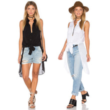 New Fashion Plus Size Blouse Women Chiffon Blusas Sleeveless Turn-down Collar Shirts Chiffon with Button Tops 71992 SM6