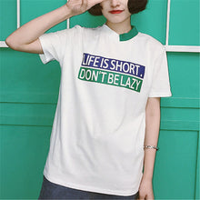 New Fashion Short Sleeve Korean Style T-shirts Harajuku Letter Print T Shirts Plus Size Female Casual Women Tops 72549 SM6