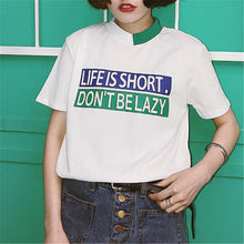 New Fashion Short Sleeve Korean Style T-shirts Harajuku Letter Print T Shirts Plus Size Female Casual Women Tops 72549 SM6