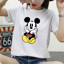 New Fashion Short Sleeve T-shirts Cartoon Mouse Print Female t shirts White tshirt O-neck Women Tops Plus Size SM6