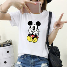 New Fashion Short Sleeve T-shirts Cartoon Mouse Print Female t shirts White tshirt O-neck Women Tops Plus Size SM6