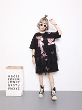 New Fashion Short Sleeve T-shirts Female Cartoon Animal Sequined Print tshirt O-neck Patchwork Lace Women Tops Plus Size SM6