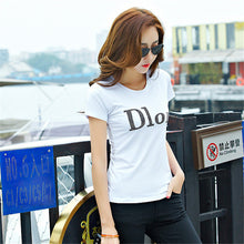 New Fashion Short Sleeve T-shirts Plus Size Female Letter Print T shirts Top O-neck Women European Diamonds t shirt 71411 SM6