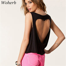 New Fashion Sleeveless Sexy Hollow Out Heart Back Women T-shirts Plus Size Female V-Neck T shirts Crop Top 72693 SM6