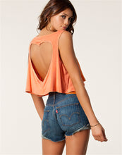 New Fashion Sleeveless Sexy Hollow Out Heart Back Women T-shirts Plus Size Female V-Neck T shirts Crop Top 72693 SM6