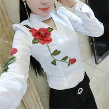 New Fashion Summer European Women Peony Embroidery Shirt Slim Blouse Sexy Hollow Out Blouse Shirt Women Tops 72585 SM6