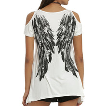 New Fashion Summer O- neck Casual Shirts Women Feather Printed T-shirts Off Shoulder Short-sleeved T-shirt Femal Tops SM6