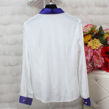 New Fashion Summer Women Embroidery Bee Blouse Long Sleeve Women Turn-down Collar Button Bow Blouse Shirt Women Top 72433 SM6