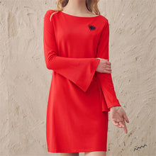 New Fashion Vestidos Plus Size Straight Knee-Length Print Dress Full Flare Sleeve O-neck Women Dresses 72328 SM6