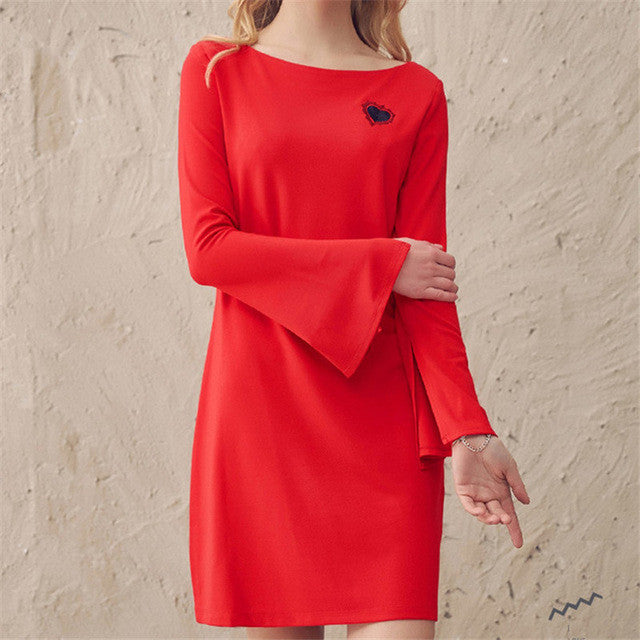 New Fashion Vestidos Plus Size Straight Knee-Length Print Dress Full Flare Sleeve O-neck Women Dresses 72328 SM6