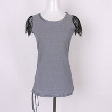 New Fashion Women Lace O-neck Female Top Striped T shirts Short Sleeve S-XL Female Plus Size Russian Tee 72285 SM6