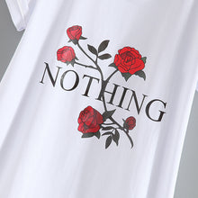 New Fashion Women Summer T shirts Female Nothing Letter Rose Floral Print t-shirt Short Sleeve Plus Size Woman tops 32785 SM6