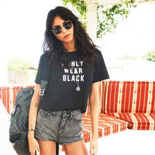 New Fashion Women Summer XS-3XL T shirts Female Letter Print Black t-shirt Short Sleeve Plus Size Woman tops 72552 SM6