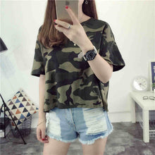 New Fashion Women clothing T shirts Camouflage Tee Letter T-shirt Women Top Short Sleeve Female tops 72435 SM6