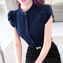 New Shirt Fashion Casual Female Short Sleeve Women Blouse Stand Collar Plus Size Tops 71609 SM6