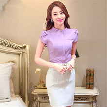 New Shirt Fashion Casual Female Short Sleeve Women Blouse Stand Collar Plus Size Tops 71609 SM6