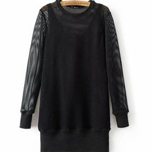 New Spring Women Straight O-Neck Full Sleeve Dress Plus Size Mesh Dresses Look Through Vestidos 72277 SM6