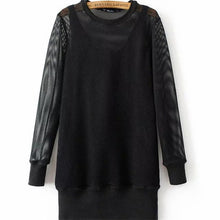 New Spring Women Straight O-Neck Full Sleeve Dress Plus Size Mesh Dresses Look Through Vestidos 72277 SM6