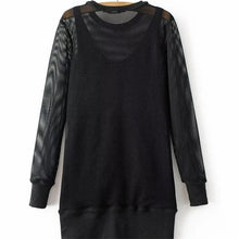New Spring Women Straight O-Neck Full Sleeve Dress Plus Size Mesh Dresses Look Through Vestidos 72277 SM6