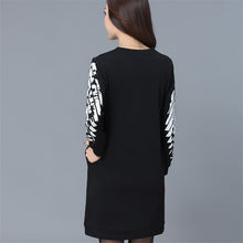 New Summer Women Straight O-Neck Full Sleeve Dress Fashion Print Plus Size Dresses Korea Style Vestidos 72261 SM6