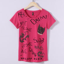 New Summer Women T Shirt Casual O Neck Short Sleeve Diamond Bling tshirt Female Letter Print Tops Tees 72367 SM6