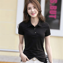 New Summer Women T Shirt Casual Turn-down Collar Short Sleeve Solid tshirt Female Tops Tees With Button 72368 SM6
