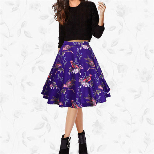 New Summer skirts womens The bird Print Short skirt Female Fashion Plus Size Colorful Faldas S-2XL Hot  72427 SM6